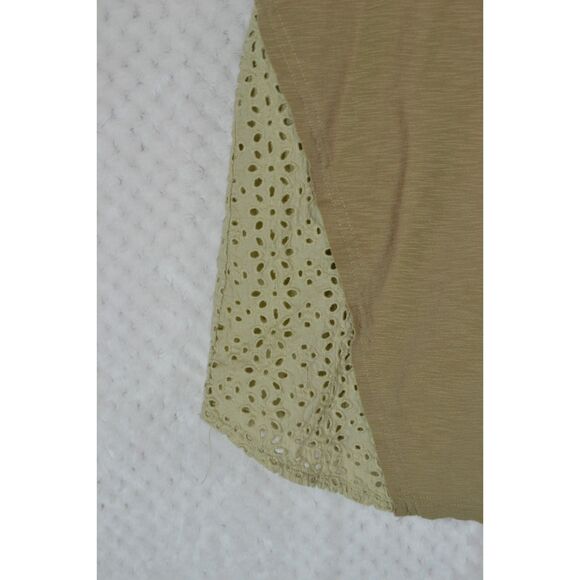 Miss Me Women's Large Tan V-Neck Short Sleeve Blouse - Picture 4 of 14